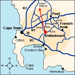 Map to Stellenbosch