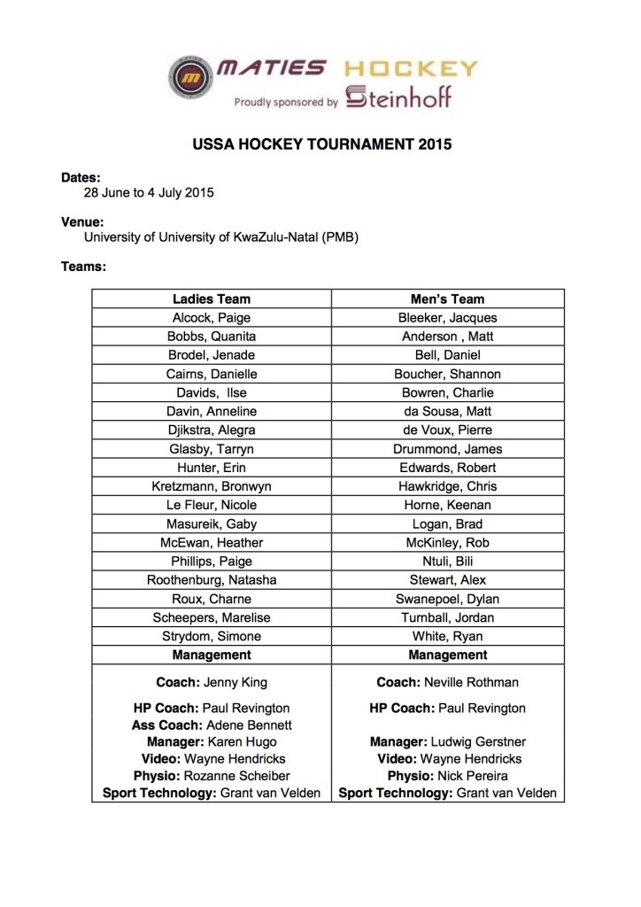 Teams for 2015 USSA