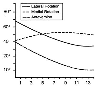 Graph used to determine femoral anteversion