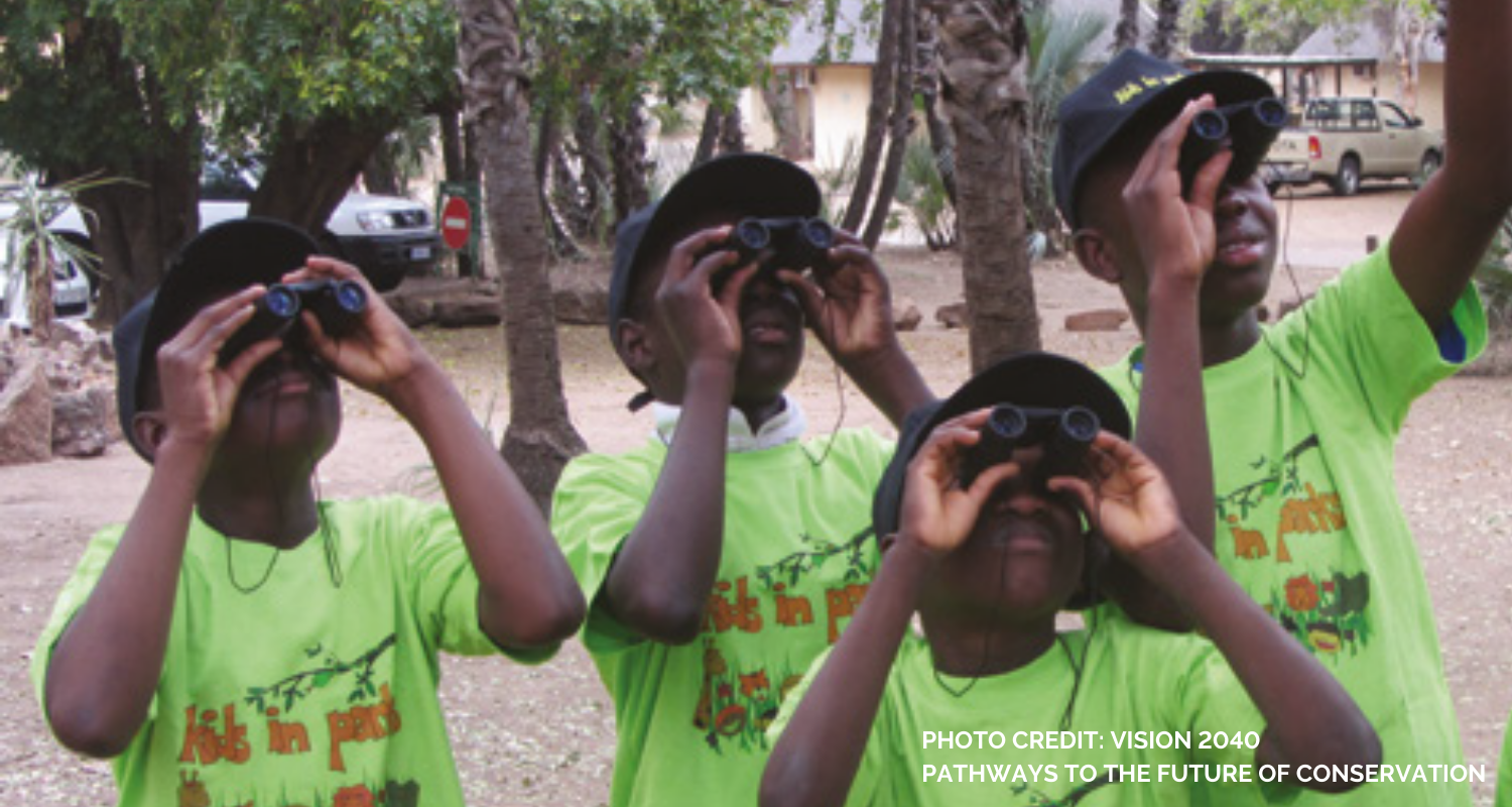 Children using binoculars