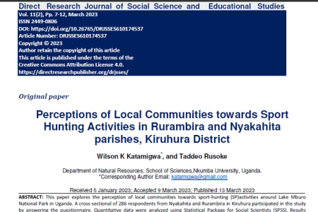 Cover page for perceptions of local communities 